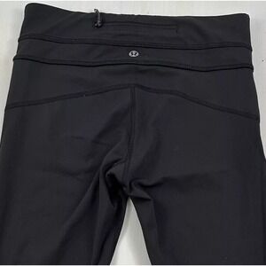 Lululemon Final Lap Crop Leggings Women 4 Black Nulux Pants Zip Back Pocket